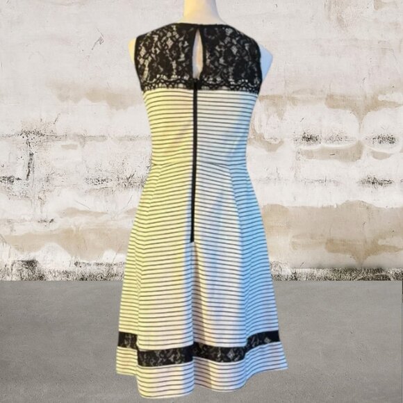 Just Taylor NWT Black and White Sleeveless A-Line Midi Dress Size 4 - Picture 3 of 5